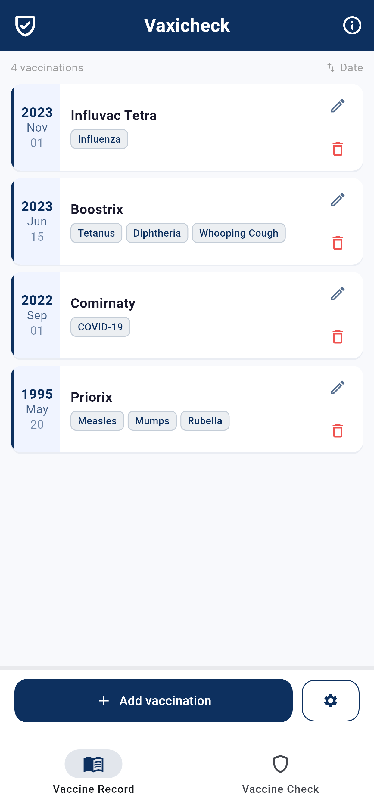 Vaxicheck App Screenshot
